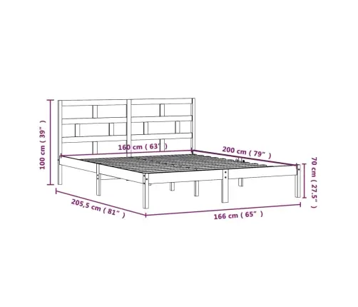 Gultas Rāmis, Priedes Masīvkoks, 160X200 Cm Vidaxl