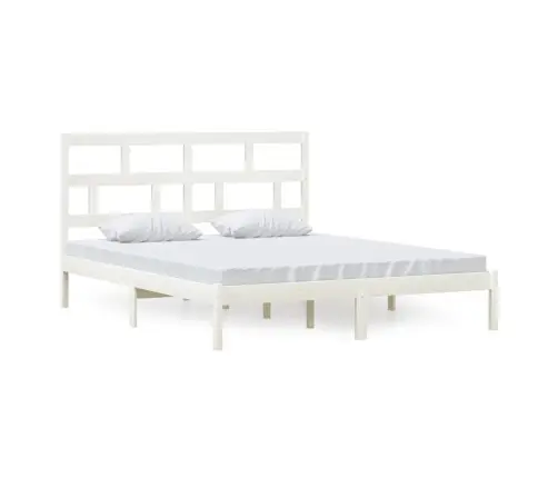 Voodiraam, Valge, Täismännipuit, 160 X 200 Cm