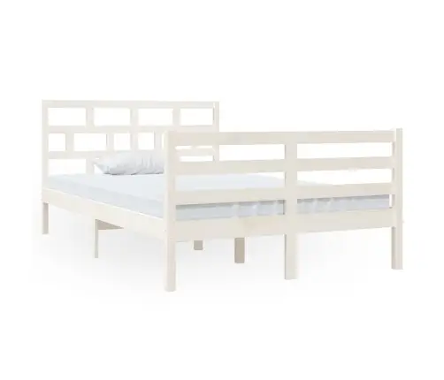 Voodiraam, Valge, 120 X 190 cm Männipuit