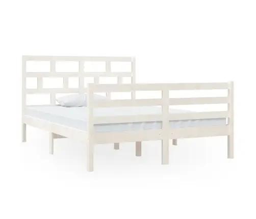 Gultas Rāmis, Balts, 135X190 Cm, Divvietīgs, Masīvkoks Vidaxl