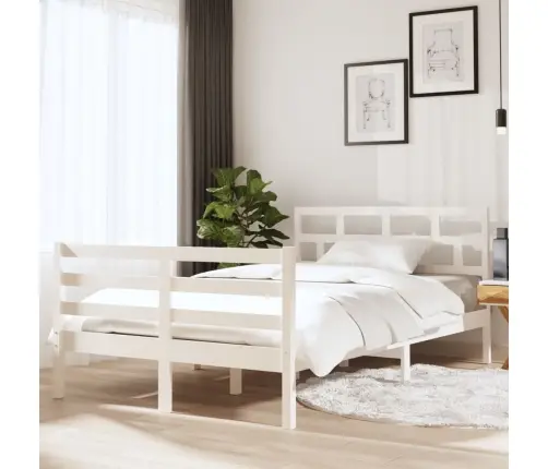 Gultas Rāmis, Balts, 135X190 Cm, Divvietīgs, Masīvkoks Vidaxl