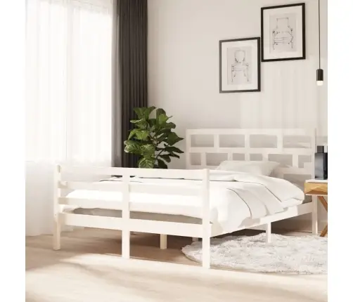 Gultas Rāmis, Balts, Priedes Masīvkoks, 140X200 Cm Vidaxl