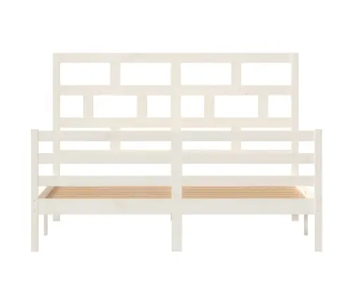 Voodiraam, Valge, Männipuit, 150 X 200 Cm