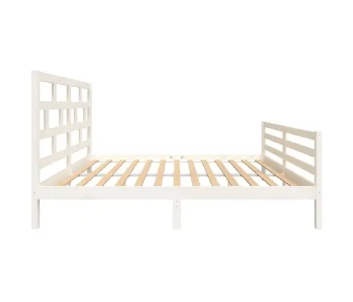 Voodiraam, Valge, Männipuit, 150 X 200 Cm