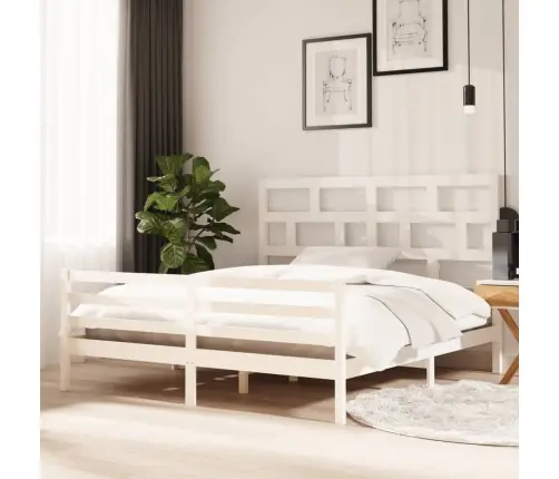 Voodiraam, Valge, Männipuit, 180 X 200 Cm