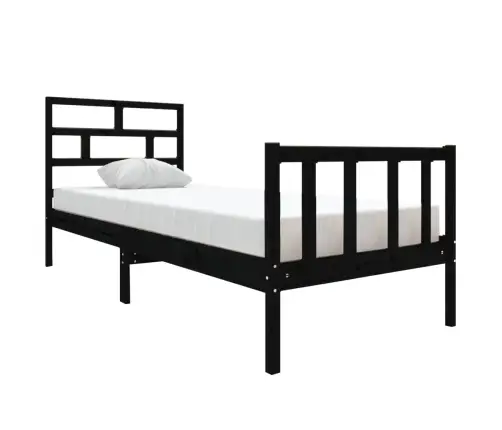Gultas Rāmis, Melns, Masīvkoks, 75X190 Cm, Mazs, Vienvietīgs Vidaxl