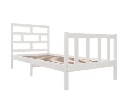 Gultas Rāmis, Balts, Masīvkoks, 90X190 Cm, Vienvietīgs Vidaxl