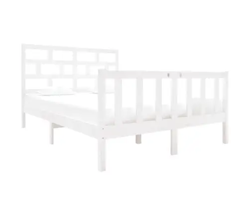 Voodiraam, Valge, Täismännipuit, 135 X 190 Cm