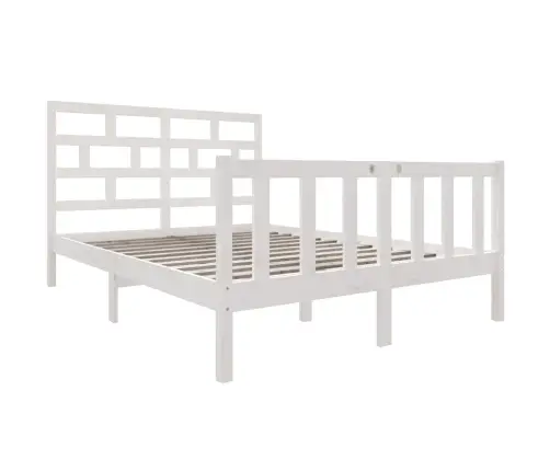 Voodiraam, Valge, Täismännipuit, 135 X 190 Cm