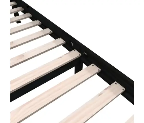 Voodiraam, Must, Täismännipuit, 135 X 190 Cm