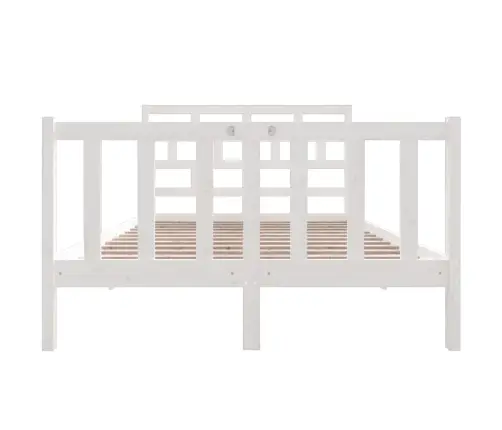 Voodiraam, Valge, Täismännipuit, 140 X 190 Cm