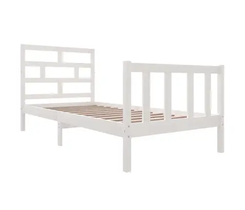 Voodiraam, Valge, Täismännipuit, 90 X 200 Cm