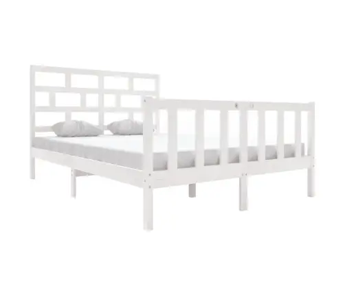 Gultas Rāmis, Balts, Priedes Masīvkoks, 150X200 Cm, Divvietīgs Vidaxl