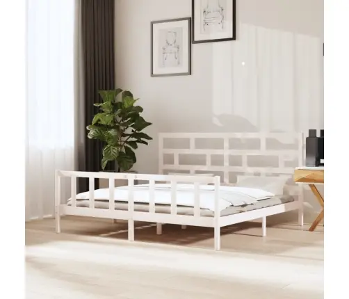 Gultas Rāmis, Balts, Priedes Masīvkoks, 180X200 Cm, Divvietīgs Vidaxl