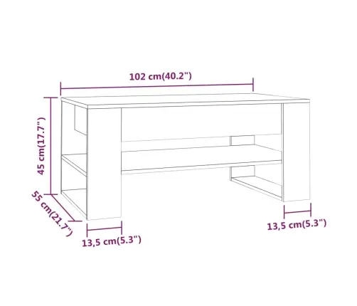 Kohvilaud, Sonoma Tamm, 102X55X45 cm Tehispuit