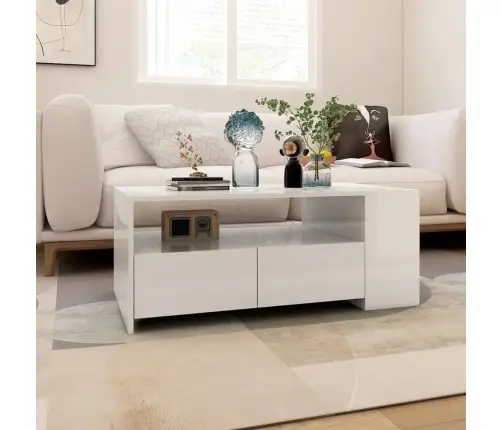 Kafijas Galdiņš, Spīdīgi Balts, 102X55X42 Cm, Inženierijas Koks Vidaxl