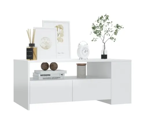 Kafijas Galdiņš, Spīdīgi Balts, 102X55X42 Cm, Inženierijas Koks Vidaxl