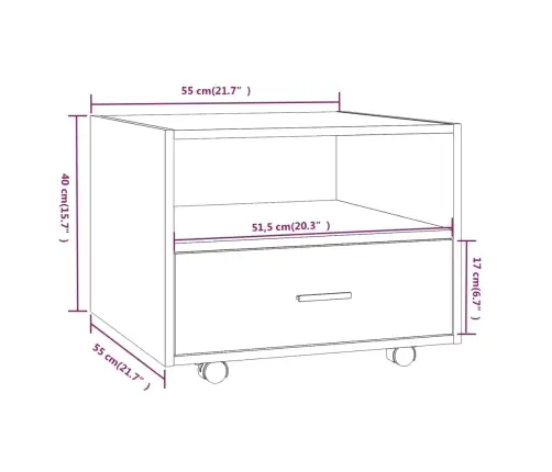 Kafijas Galdiņš, Ozola Krāsa, 55X55X40 Cm, Inženierijas Koks Vidaxl