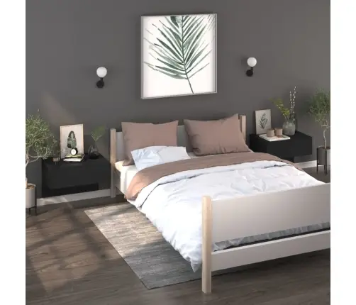 Sienas Naktsskapīši, 2 Gab., Melni Vidaxl