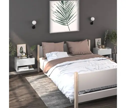 Prie Sienos Montuojamos Naktinės Spintelės, 2Vnt., Baltos