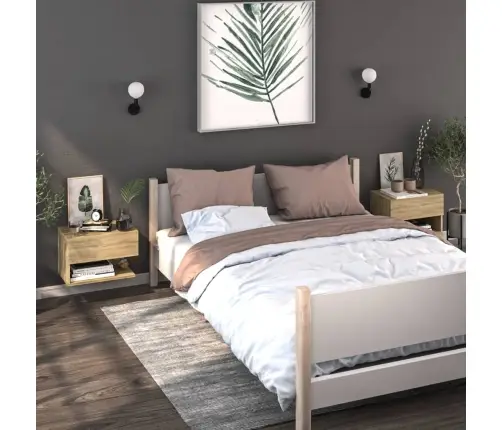 Sienas Naktsskapīši, 2 Gab., Ozolkoka Krāsa Vidaxl