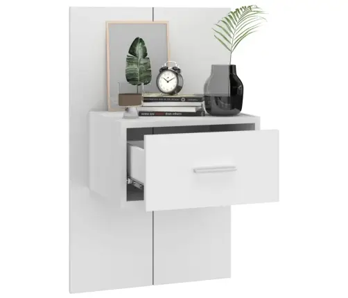 Prie Sienos Montuojama Naktinė Spintelė, Baltos Spalvos