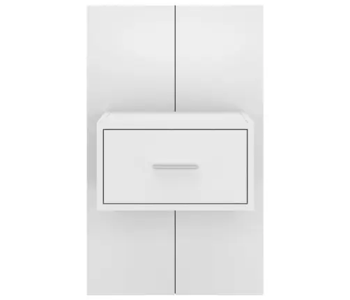 Prie Sienos Montuojama Naktinė Spintelė, Baltos Spalvos, Blizgi