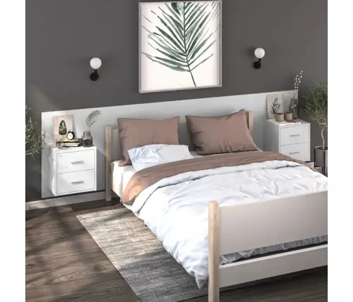 Prie Sienos Montuojamos Naktinės Spintelės, 2Vnt., Baltos