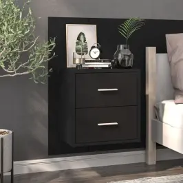 Prie Sienos Montuojama Naktinė Spintelė, Juodos Spalvos