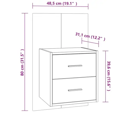 Prie Sienos Montuojama Naktinė Spintelė, Baltos Spalvos, Blizgi