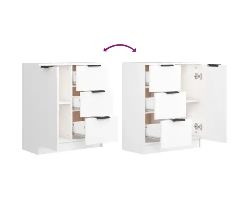 Šoninė Spintelė, Baltos Spalvos, 60X30X70cm Apdirbta Mediena