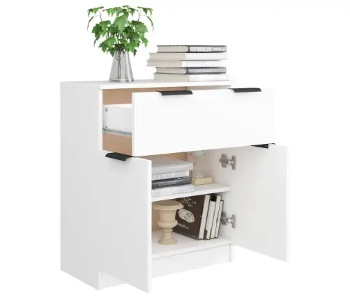 Kumode, Balta, 60X30X70 Cm, Inženierijas Koks Vidaxl