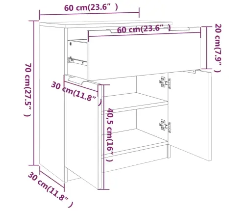 Kumode, Melna, 60X30X70 Cm, Inženierijas Koks Vidaxl