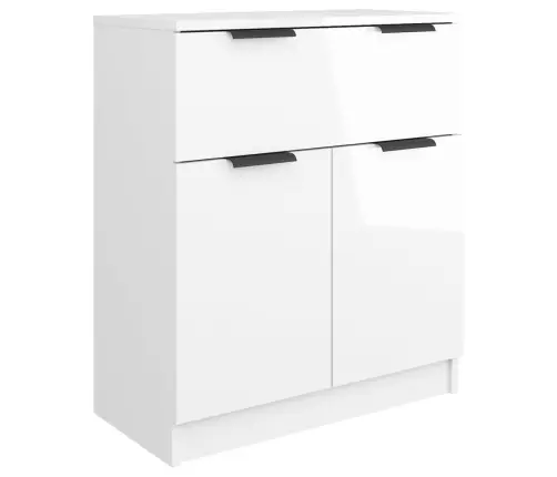 Puhvetkapp, Kõrgläikega, Valge, 60X30X70 Cm Tehispuit