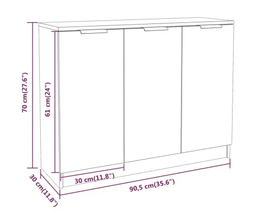 Šoninė Spintelė, Betono Pilka, 90,5X30X70cm Apdirbta Mediena