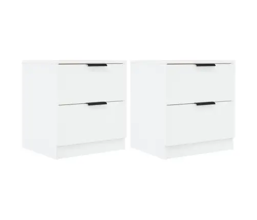 Naktsskapīši, 2 Gab., Balti, Inženierijas Koks Vidaxl