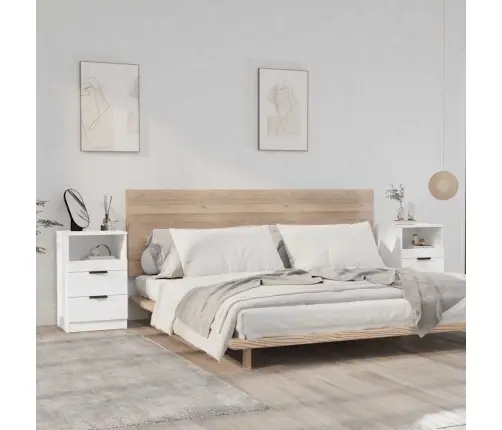 Naktsskapīši, 2 Gab., Balti, Inženierijas Koks Vidaxl