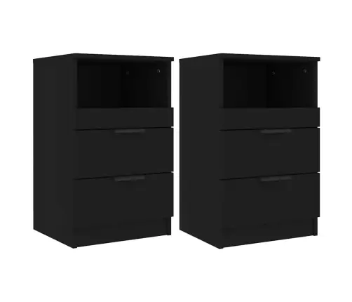 Naktsskapīši, 2 Gab., Melni, Inženierijas Koks Vidaxl