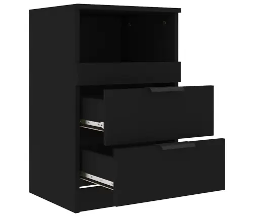 Naktsskapīši, 2 Gab., Melni, Inženierijas Koks Vidaxl