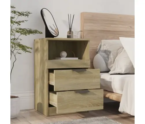 Naktsskapīši, 2 Gab., Ozolkoka Krāsa, Inženierijas Koks Vidaxl