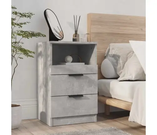 Naktinė Spintelė, Betono Pilkos Spalvos, Apdirbta Mediena