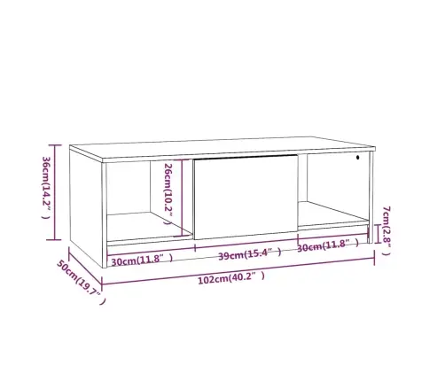 Kavos Staliukas, Betono Pilkas, 102X50X36cm Apdirbta Mediena Kavos Staliukas, Betono Pilkas, 102X50X36cm Apdirbta Mediena