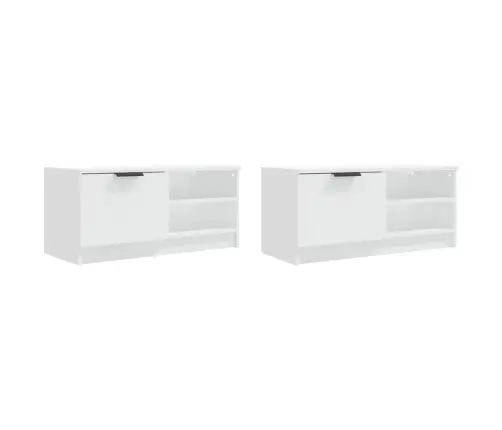 Televizoriaus Spintelės, 2Vnt., Baltos, 80X35X36,5cm Mediena