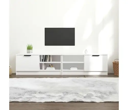 Televizoriaus Spintelės, 2Vnt., Baltos, 80X35X36,5cm Mediena