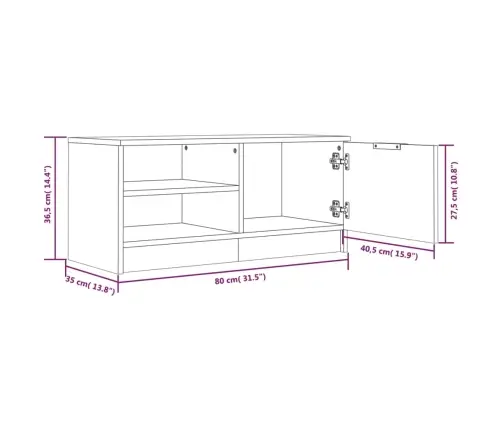 Tv Skapītis, Ozolkoka Krāsa, 80X35X36,5 Cm, Inženierijas Koks Vidaxl