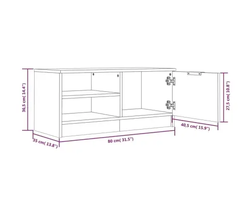 Tv Skapīši 2 Gab., Spīdīgi Balti 80X35X36,5Cm Inženierijas Koks Vidaxl