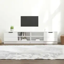 Tv Skapīši 2 Gab., Spīdīgi Balti 80X35X36,5Cm Inženierijas Koks Vidaxl
