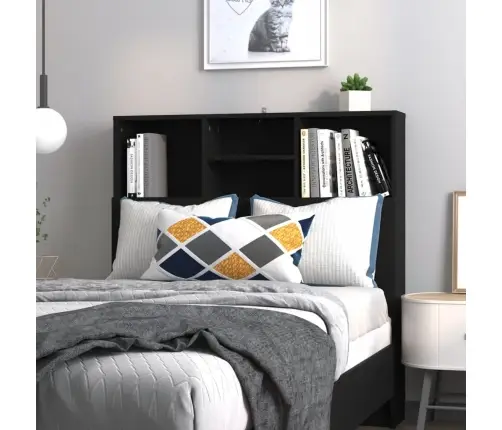 Gultas Galvgalis Ar Plauktu, Melns, 100X19X103,5 Cm Vidaxl