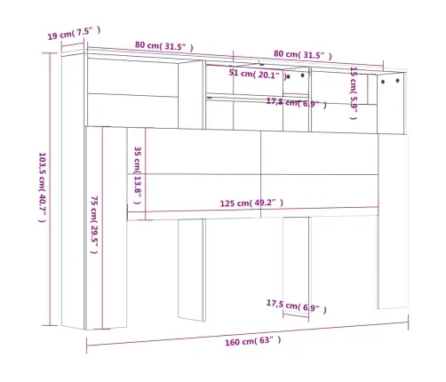 Galvūgalis-Spintelė, Sonoma Ąžuolo Spalvos, 160X19X103,5Cm