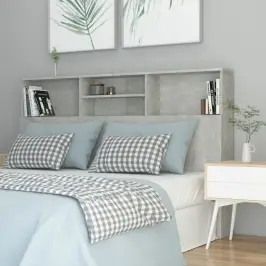 Gultas Galvgalis Ar Plauktu, Betona Pelēks, 160X19X103,5 Cm Vidaxl